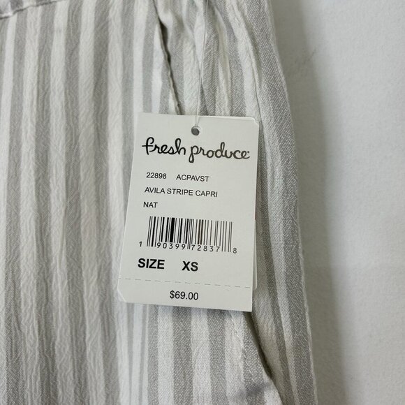 NEW Fresh Produce Pull On Cropped Pants Womens Size XS Beige Wide Leg Capris - Picture 6 of 11